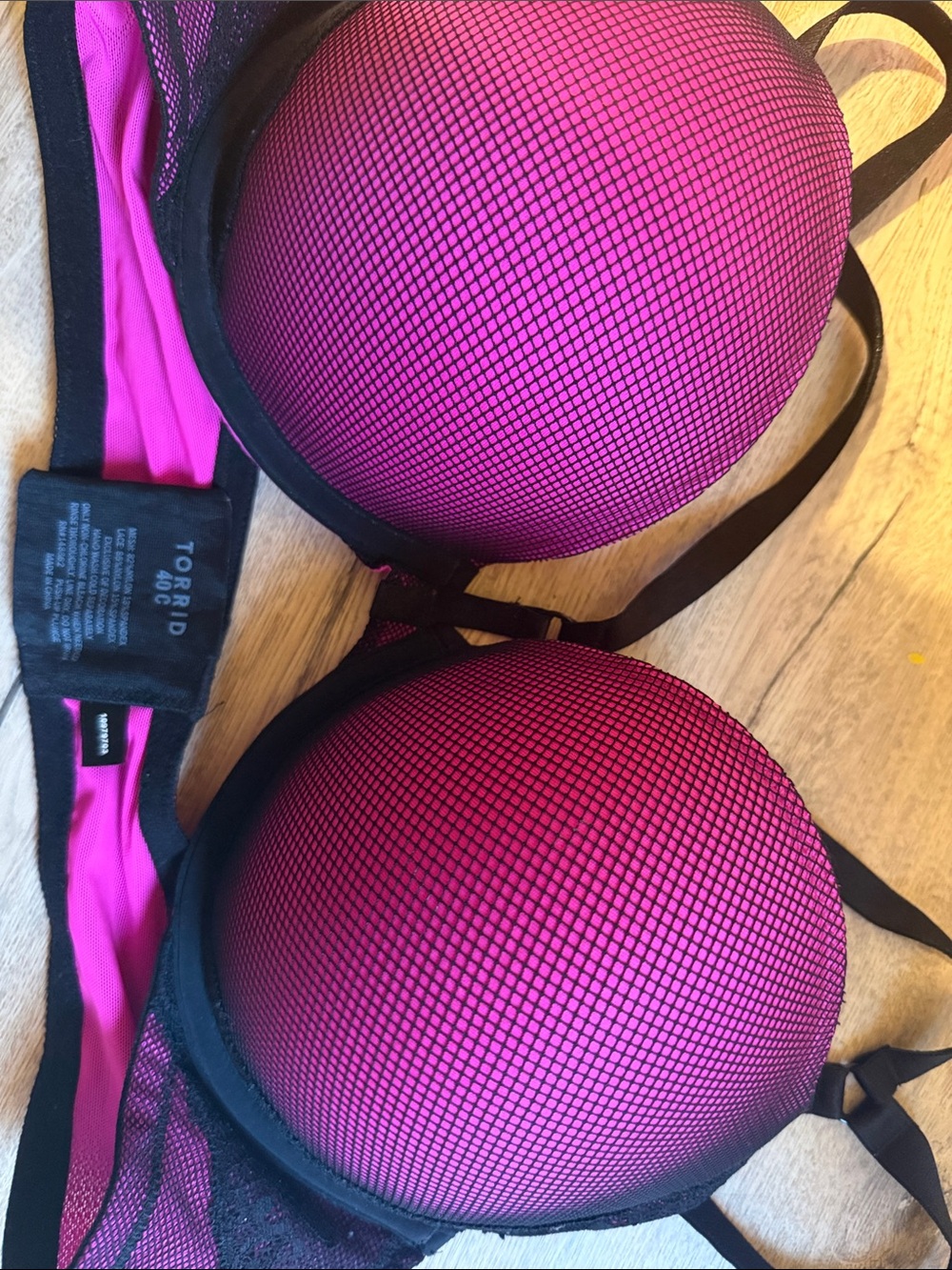 torrid Hot Pink and Black Mesh Push-Up Bra